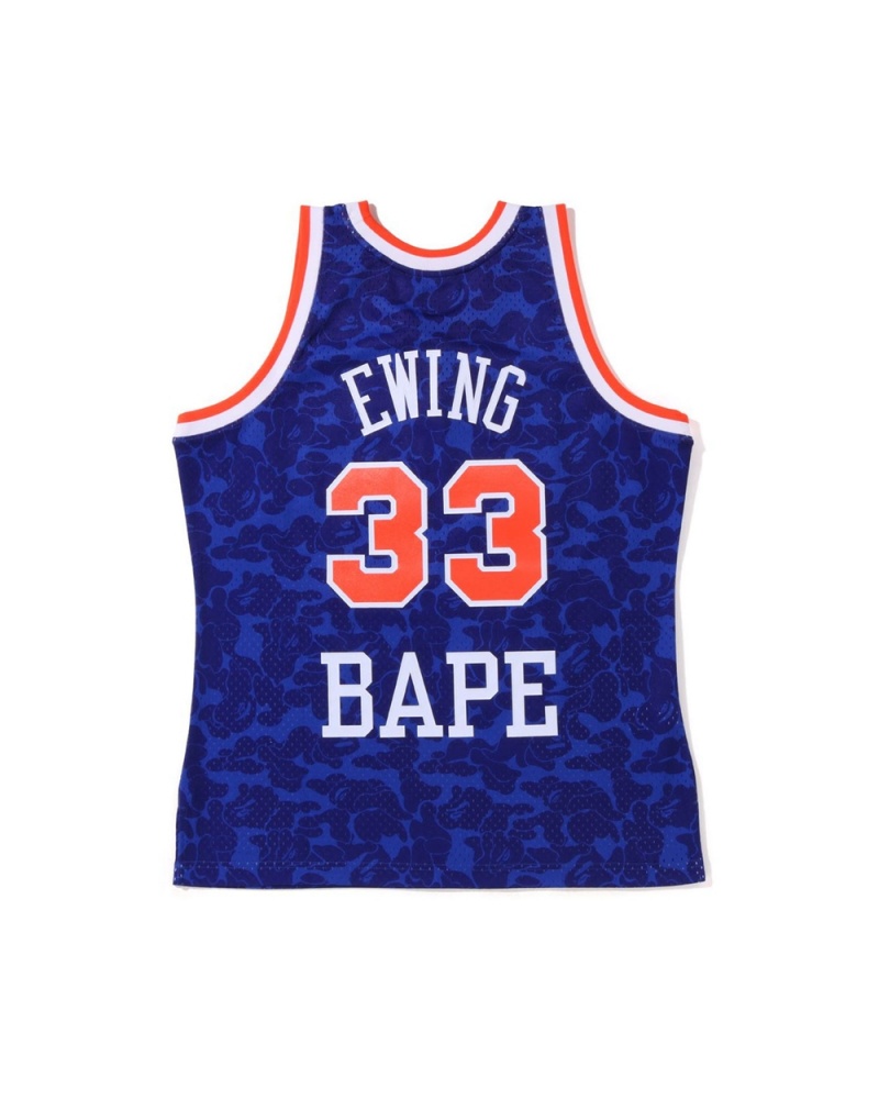 T Shirts Bape X M&N New York Knicks Tank Bleu Homme | XVL-24242574